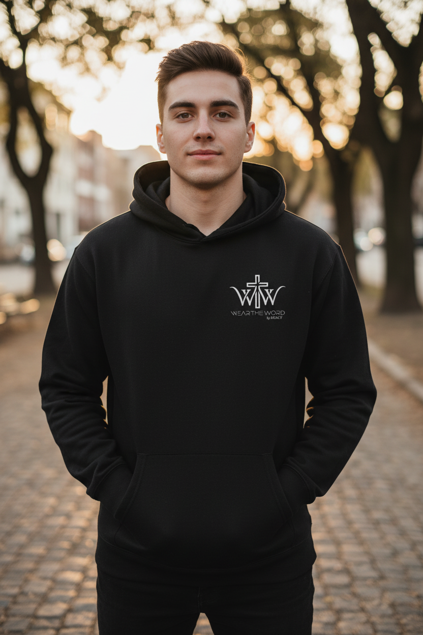 Be Strong and Courageous Hoodie sort forside