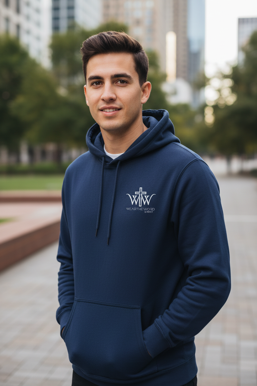 Be Strong and Courageous Hoodie navy forside