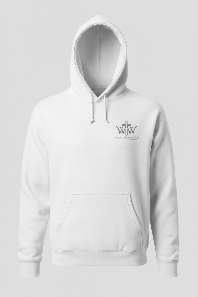 Wear the Word Hoodie hvit forside