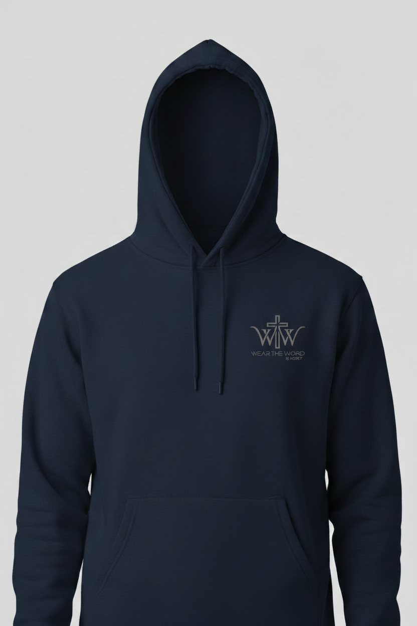 Wear the Word Hoodie navy blue forside