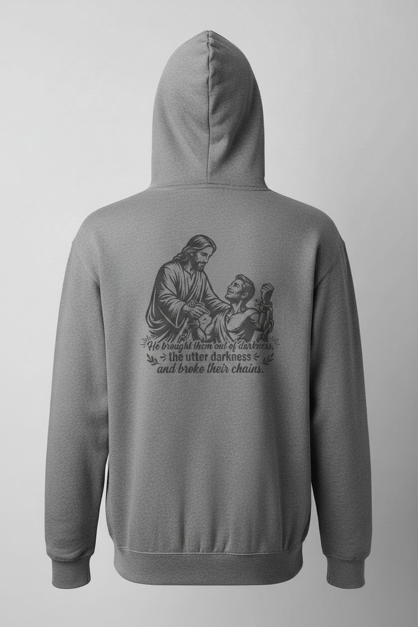 WTW Psalm 107:14 Herre Hoodie grå bakside
