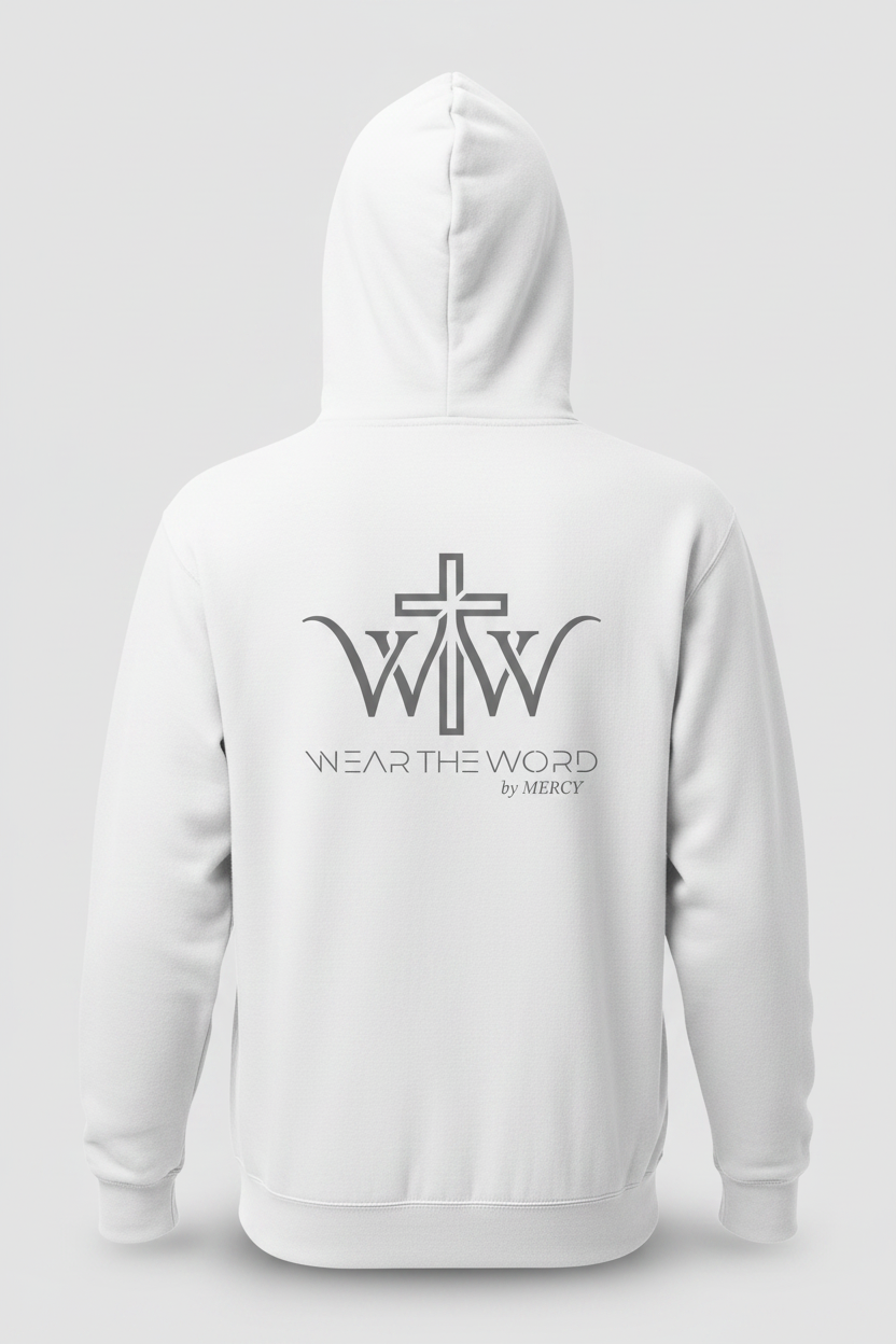 Wear the Word Hoodie hvit bakside