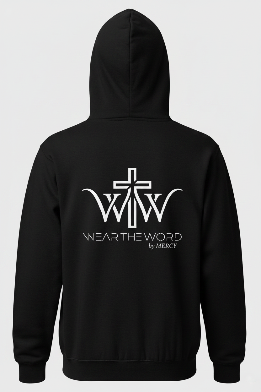 Wear the Word Hoodie sort bakside